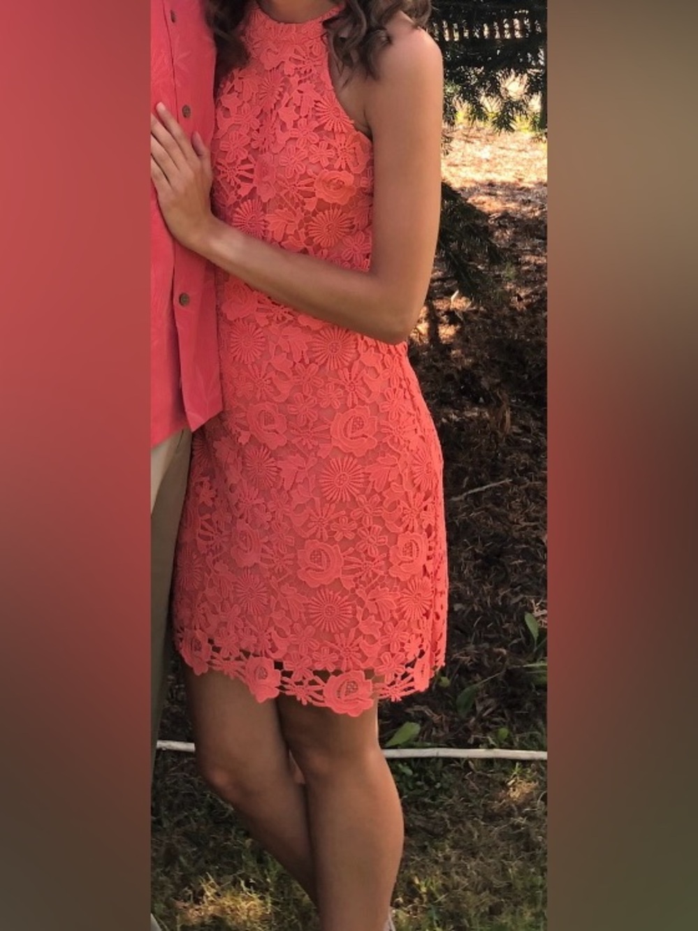 Lulu's Love Poem Coral Floral Lace Dress